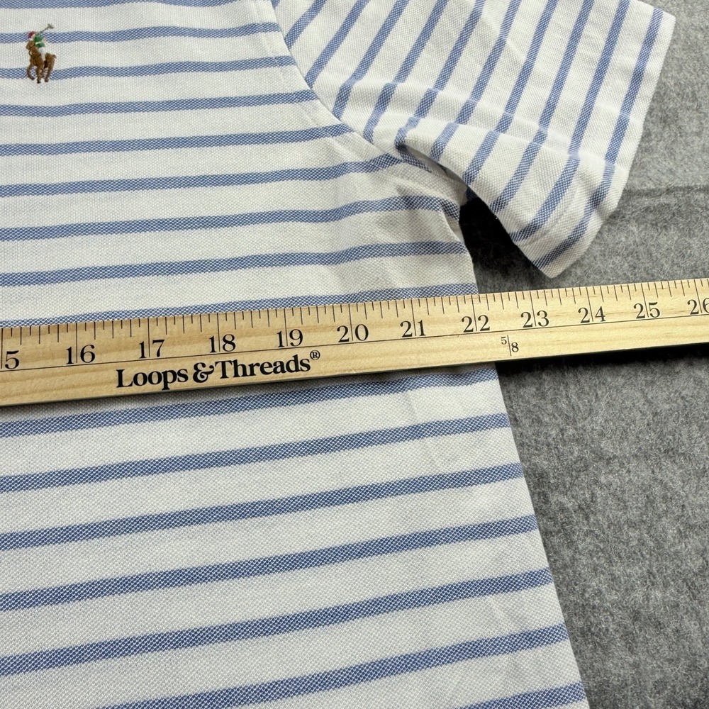 Ralph‎ Lauren Polo Shirt Mens L Knit Oxford Stripe S S Flesh Pony Preppy Defect - Picture 5 of 15